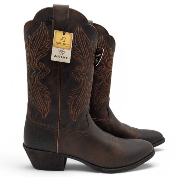 Ariat Shoes - Ariat Women's Size 12 Distressed Brown Heritage R Toe StretchFit Western Boot